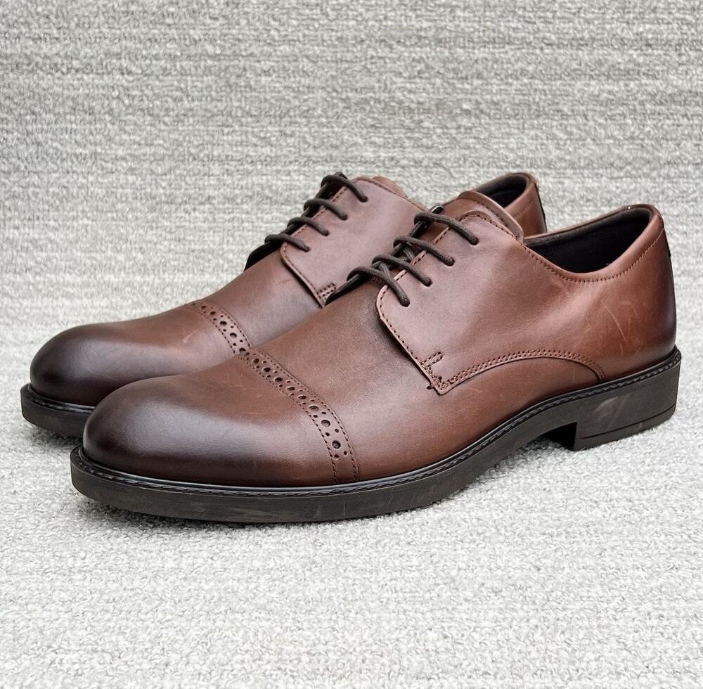 ECCO Vitrus III Cap Toe Tie Oxford Premium Brown Leather Men's Size 10 US
